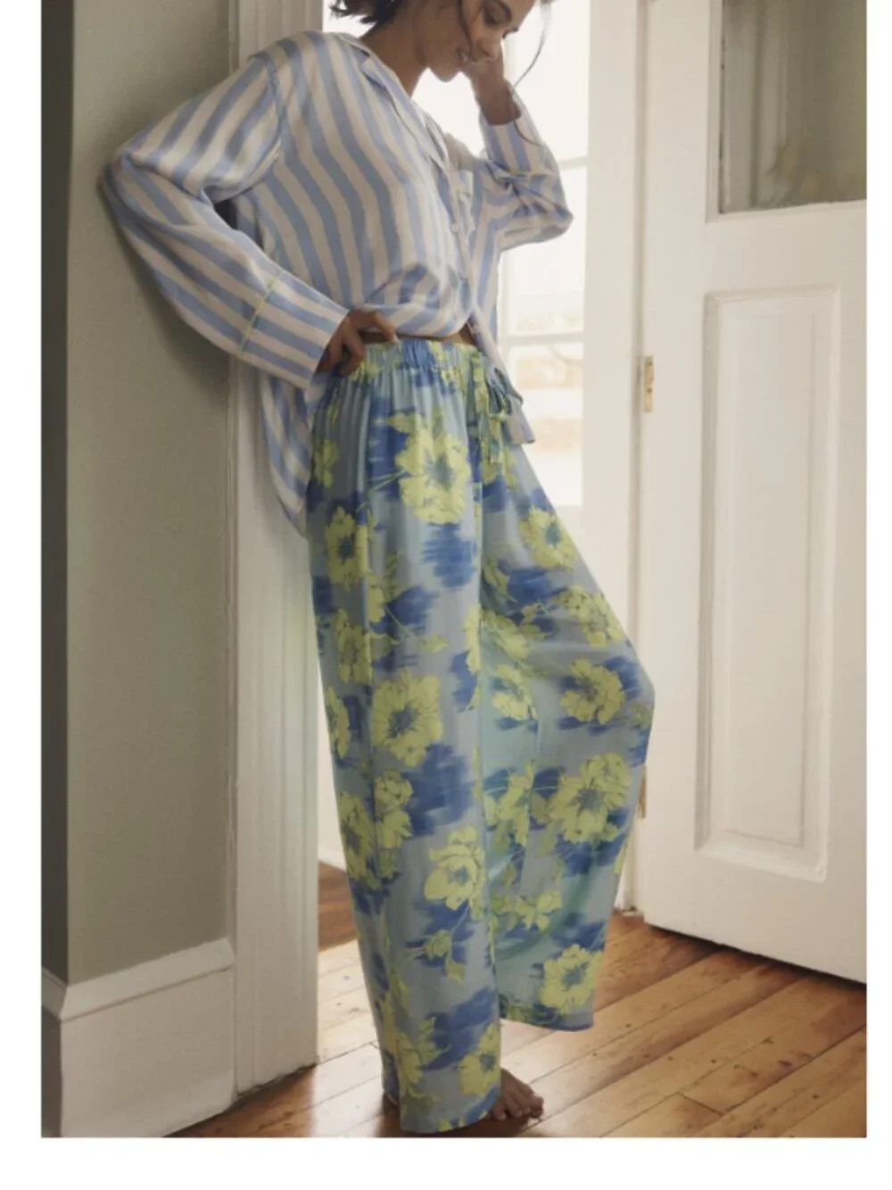 NWT Anthropologie Lyrebird Neela Pajama Pants in LB Silky
